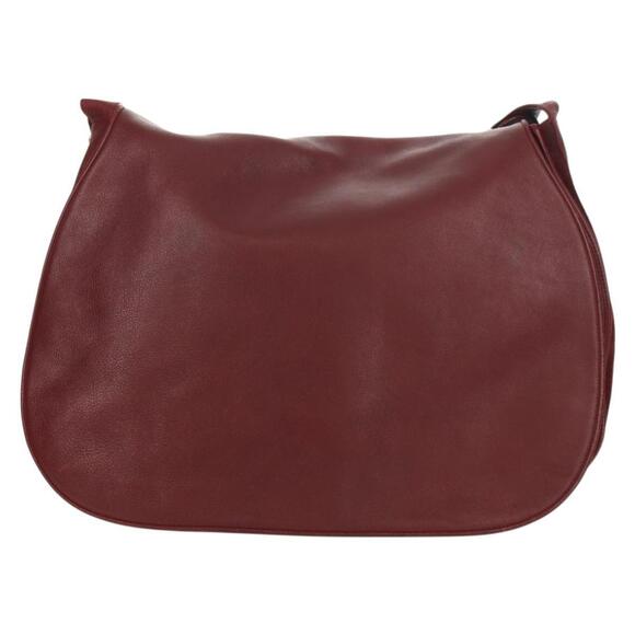 CARTIER Must Line Shoulder Bag Leather Bordeaux Gold Auth ki6152